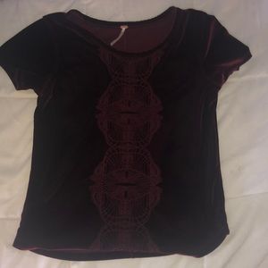 Maroon Velvet short sleeve shirt